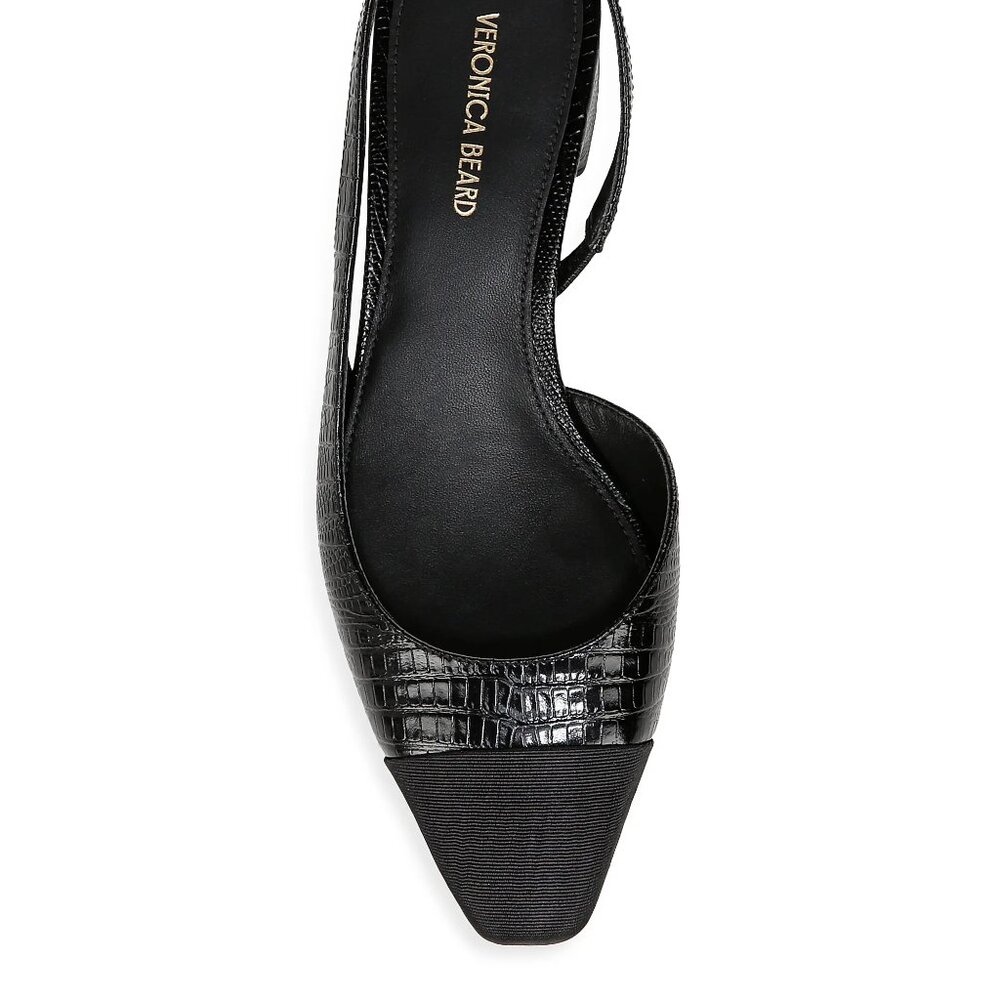 Veronica Beard Cecile 25MM Embossed Leather Slingback Pumps